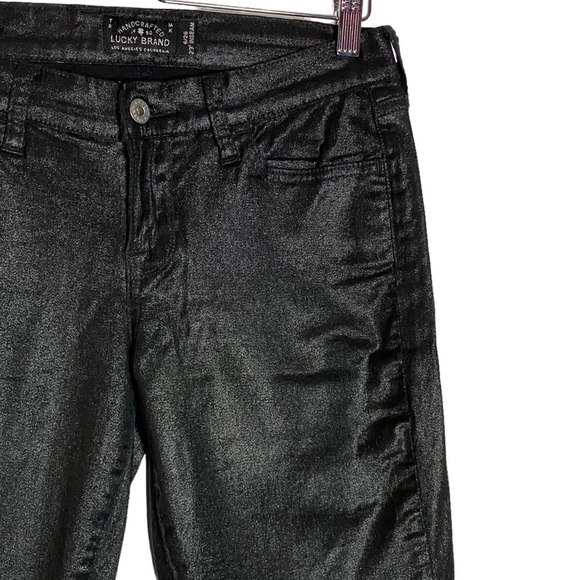 Lucky Brand Charlie Super Skinny Black Shiny Coated Mid Rise Jeans 6 28 - Picture 6 of 16